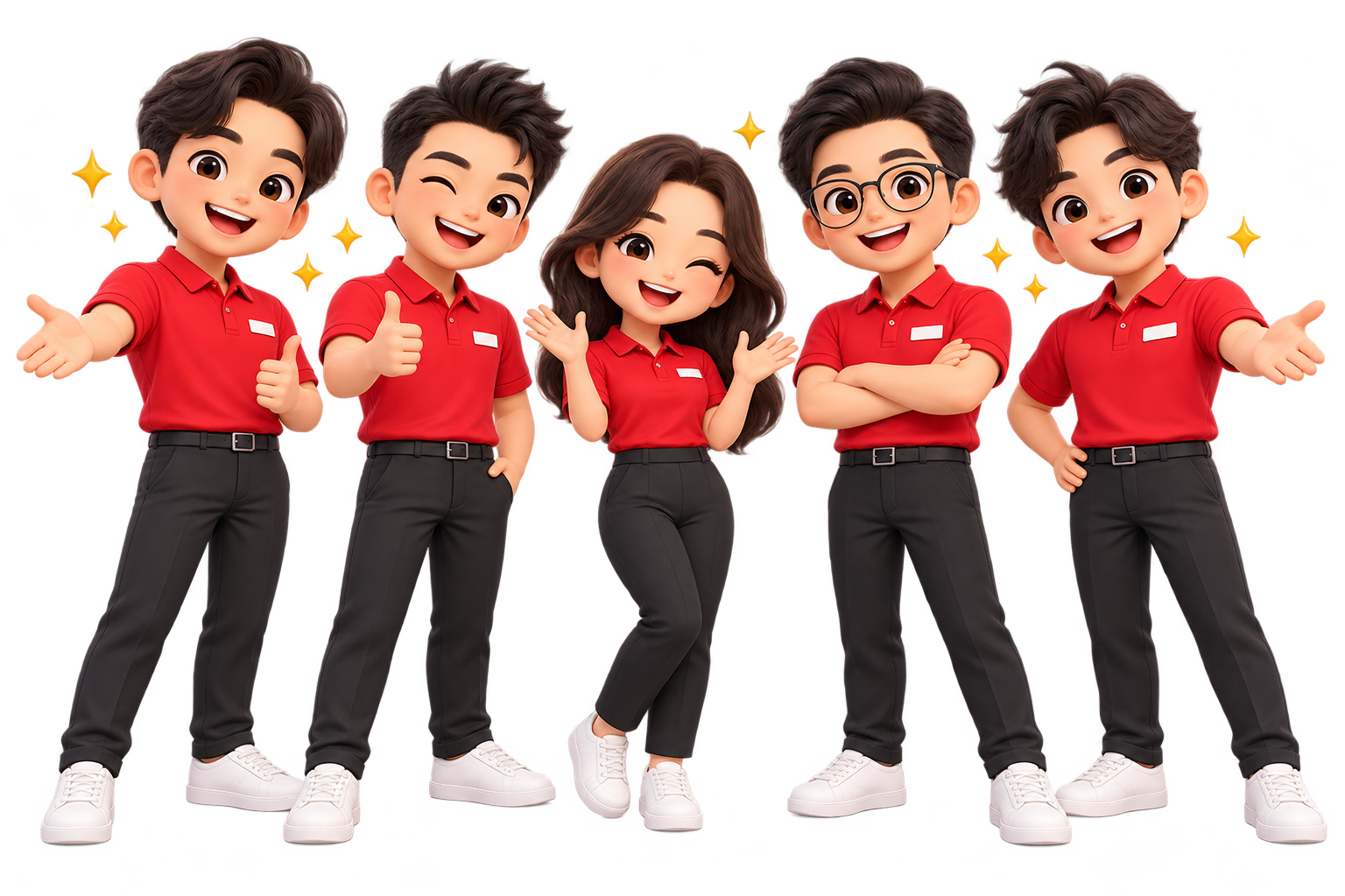 Đội ngũ nhân viên bán hàng Nguyễn Kim Lạc Long Quân phong cách chibi